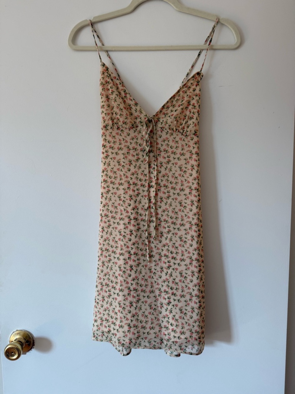 Floral Zara Summer Dress - Cream with Pink Rose Print